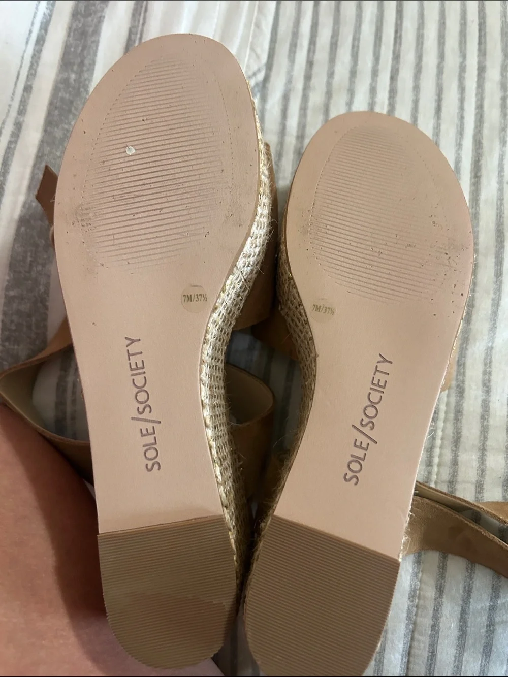 Society Camel Suede Wedge Sandals